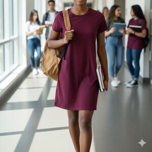 Brandy Melville Woman’s One Size Short Sleeve Red Burgundy Mini Dress Minimalist